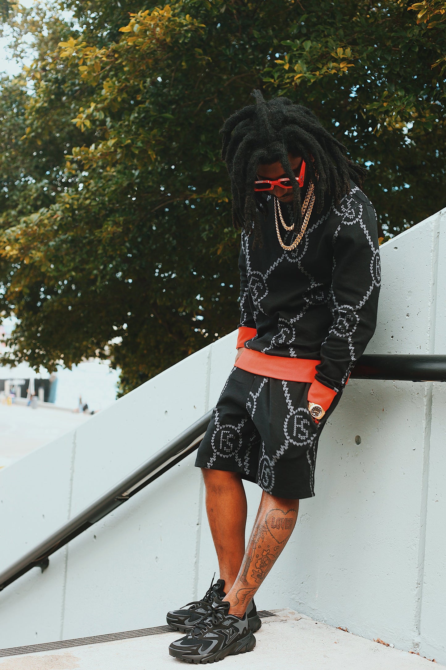 FS Intarsia Hearts Shorts (Black) - Concordia Style Boutique