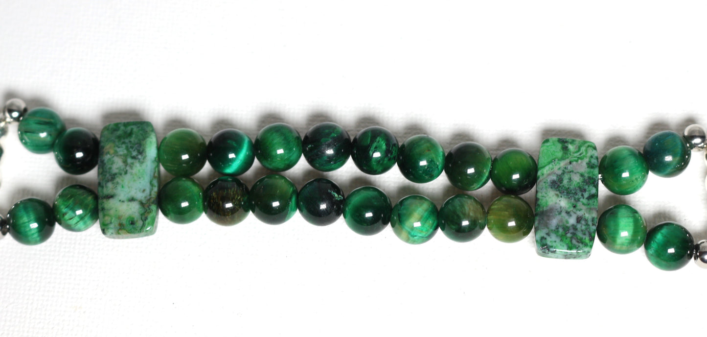 Green Tigers Eye and Crazy Lace Agate Bracelet Watch Band for Apple Watch
