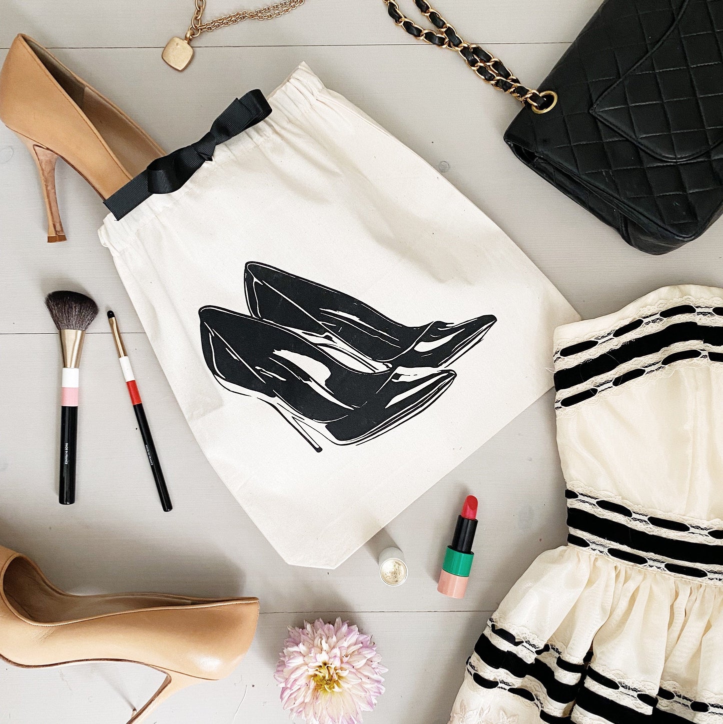 High Heel Pumps Shoe Bag, Cream - Concordia Style Boutique