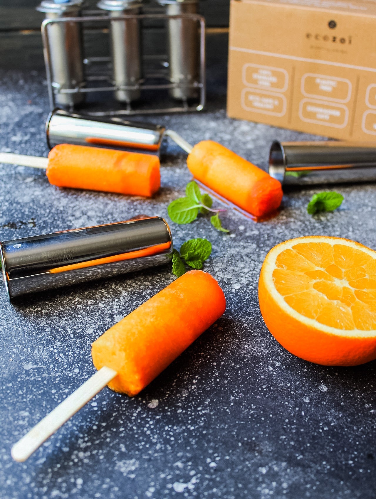 Stainless Steel Popsicle Molds, Round with Reusable Bamboo Sticks - Concordia Style Boutique