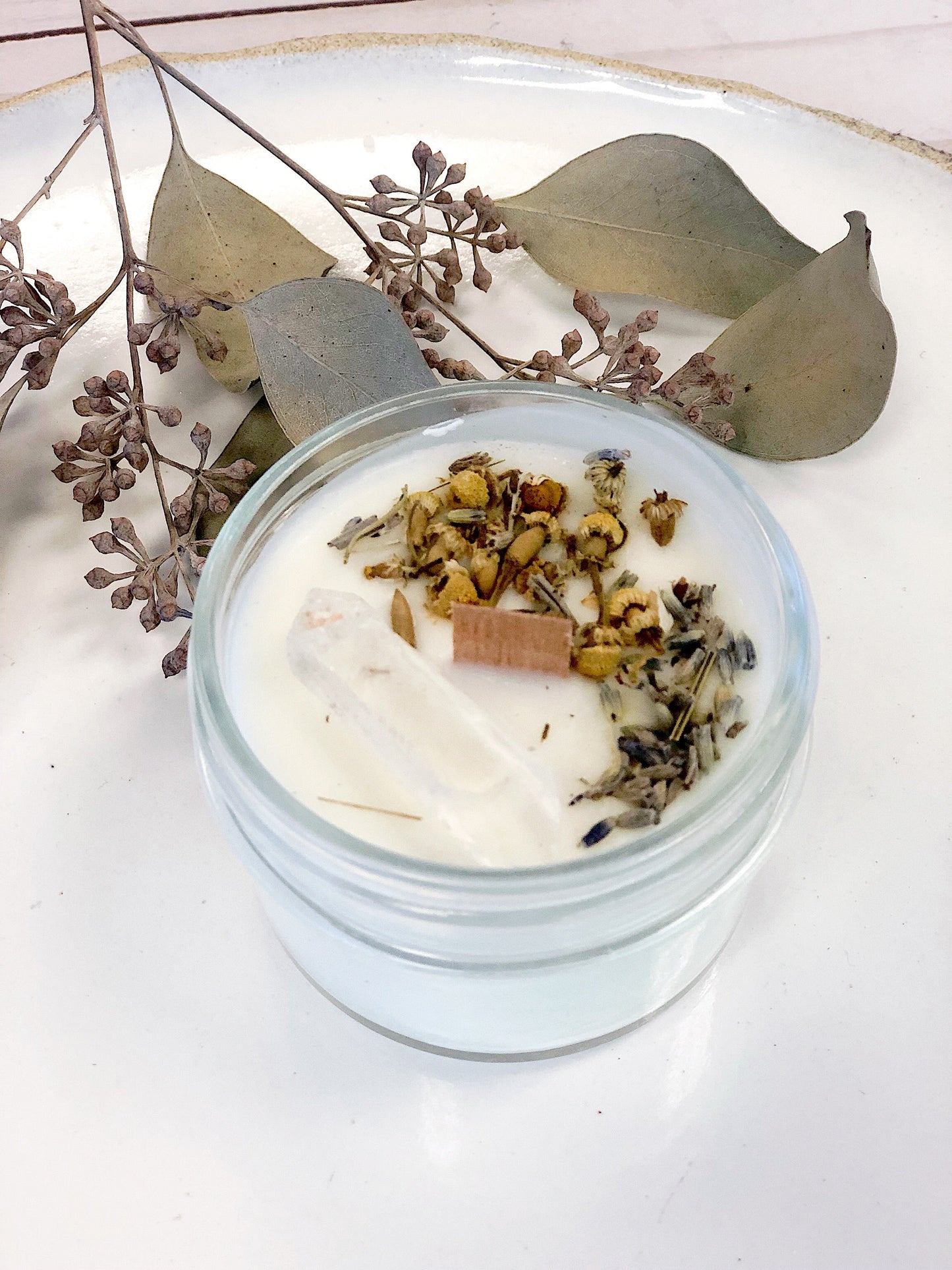 Peace Candle / Serenity Candle / Intention Candle / Ritual Candle / Crystal Candle / Pretty Candle / Organic Soy Wax Candle / Botanicals - Concordia Style Boutique