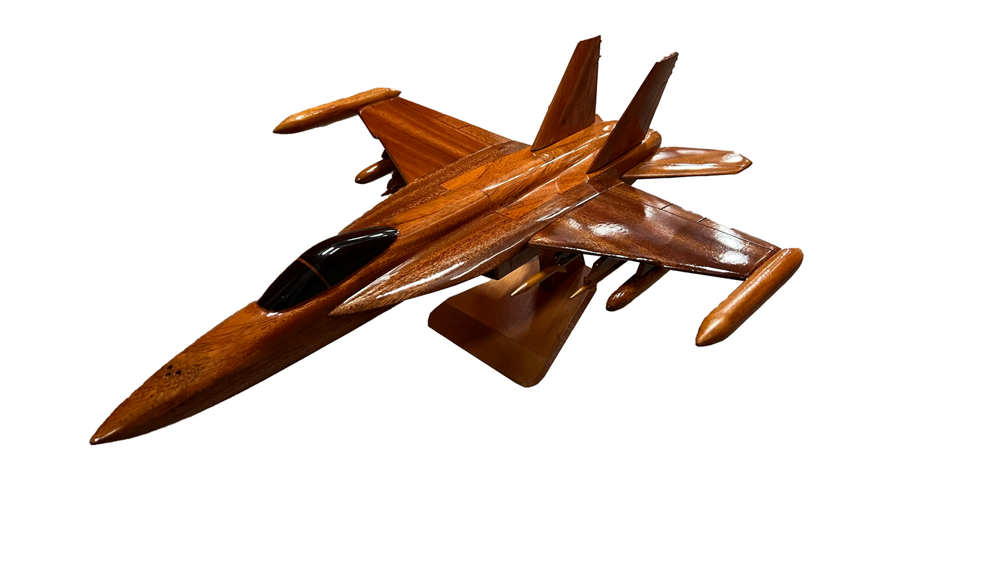 F18 Hornet Mahogany Wood Desktop Airplane Model