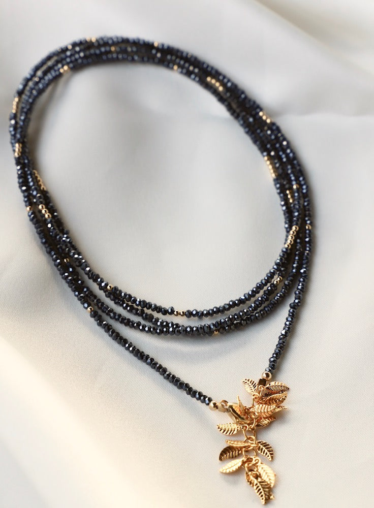 HEMATITE PETITE CRYSTAL DOUBLE WRAP NECKLACE - Concordia Style Boutique