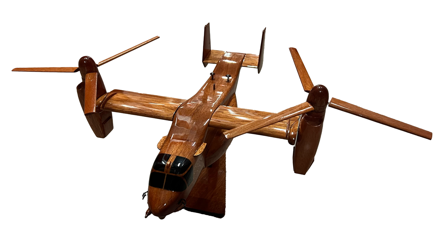 V22 Osprey Osage Mahogany Wood Desktop Helicopter Model