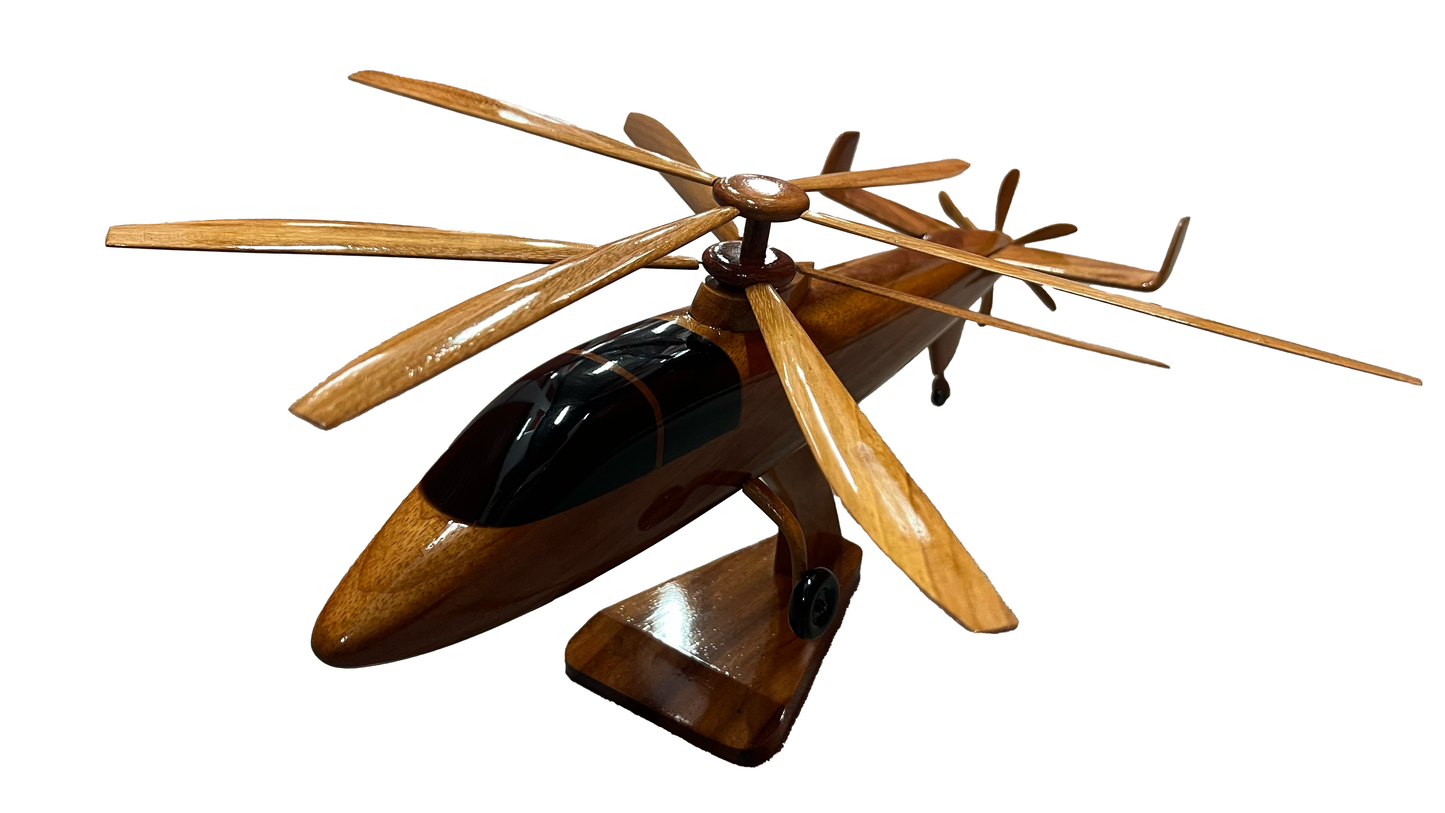 S97 Sikorsky Raider Mahogany Wood Desktop Helicopter Model