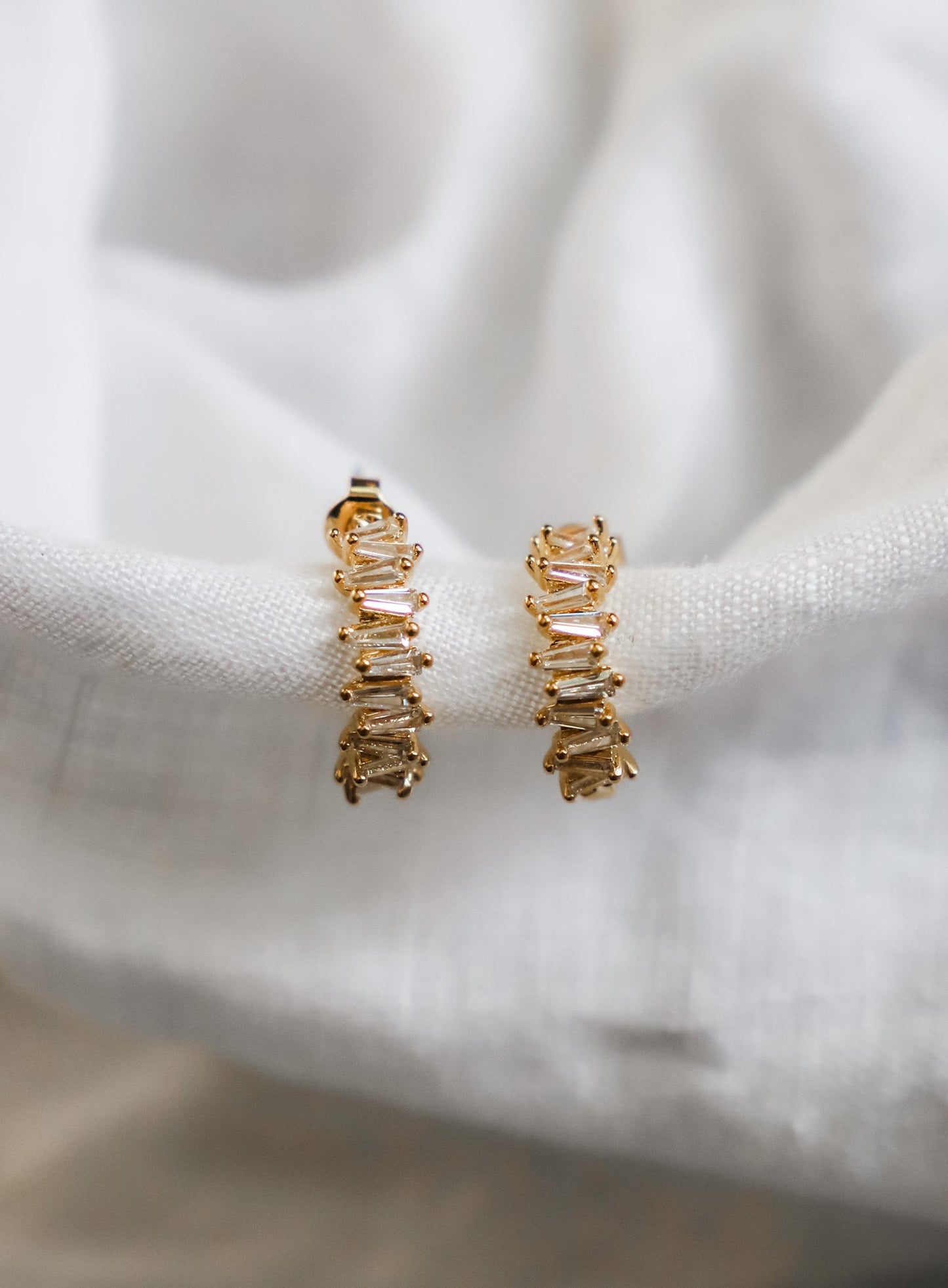 TAPERED BAGUETTE CZ HOOPS - Concordia Style Boutique