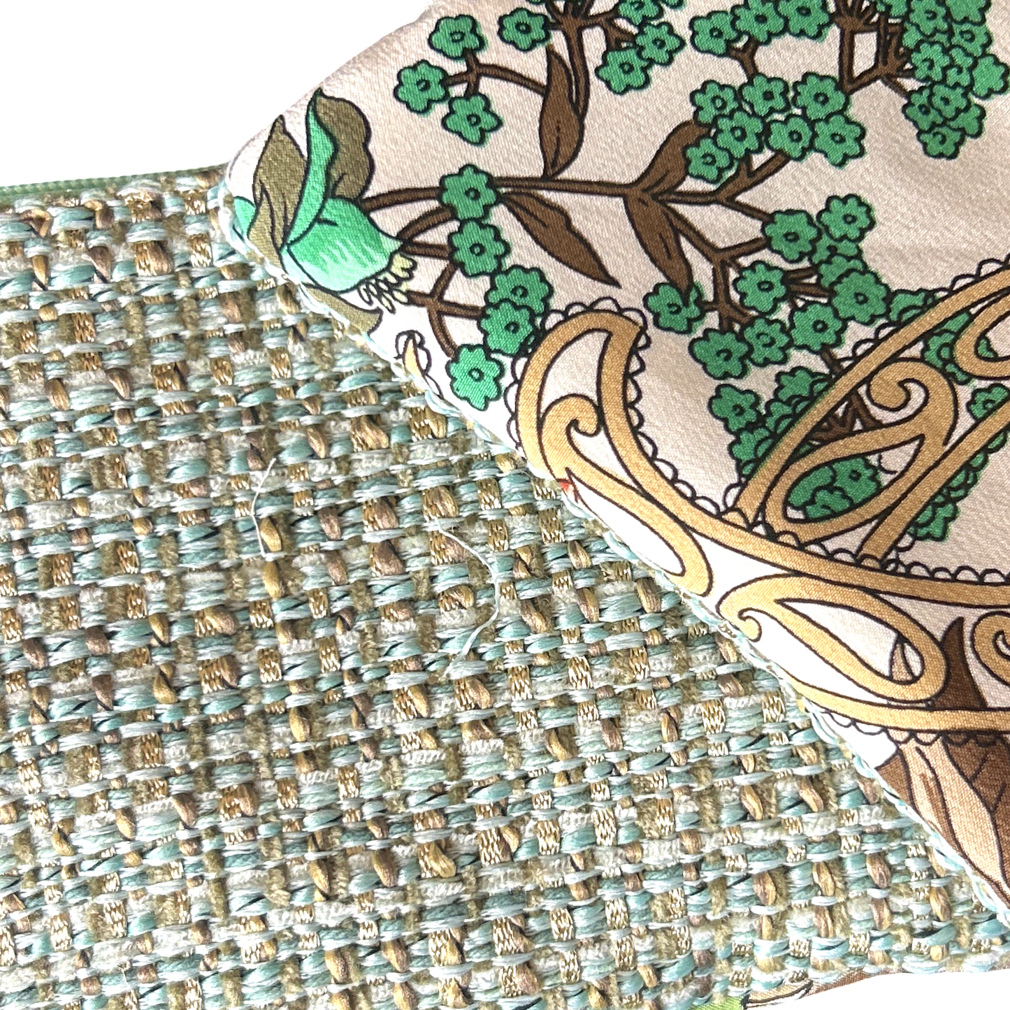 Garden Trellis Vintage Silk Scarf Coffee Run Keychain Bag