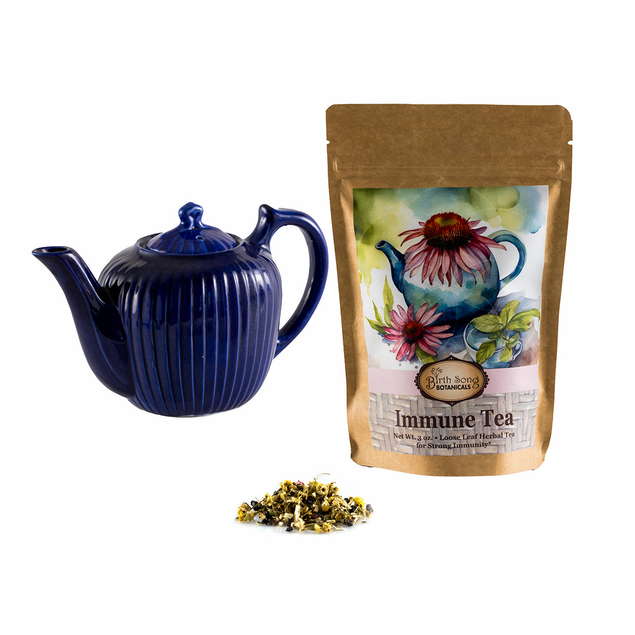 Herbal Immune Tea For Cold Season Support with Echinacea and Elderberry for Immune and Respiratory Support*, Caffeine Free, Loose Leaf 3 oz. - Concordia Style Boutique