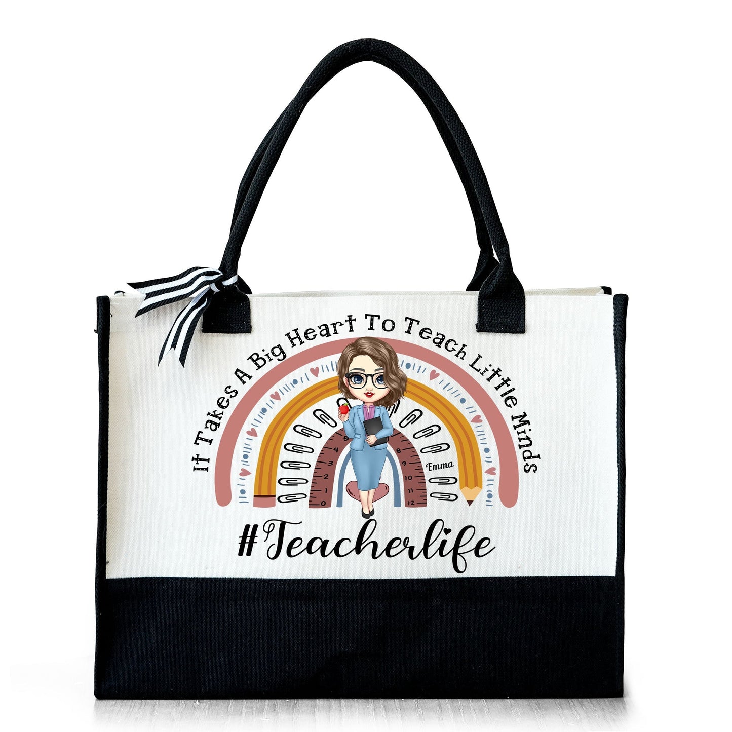 Personalized Canvas Tote Bag "It Takes A Big Heart To Shape Little Minds" - Personalized Gift - Premium Canvas Tote Bag from Concordia Style Boutique - Just $26.74! Shop now at Concordia Style Boutique