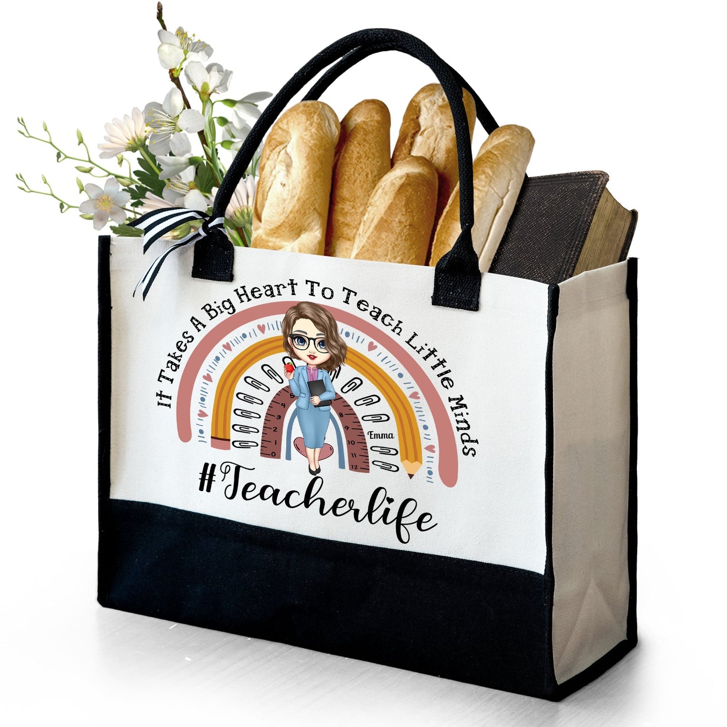 Personalized Canvas Tote Bag "It Takes A Big Heart To Shape Little Minds" - Personalized Gift - Premium Canvas Tote Bag from Concordia Style Boutique - Just $26.74! Shop now at Concordia Style Boutique
