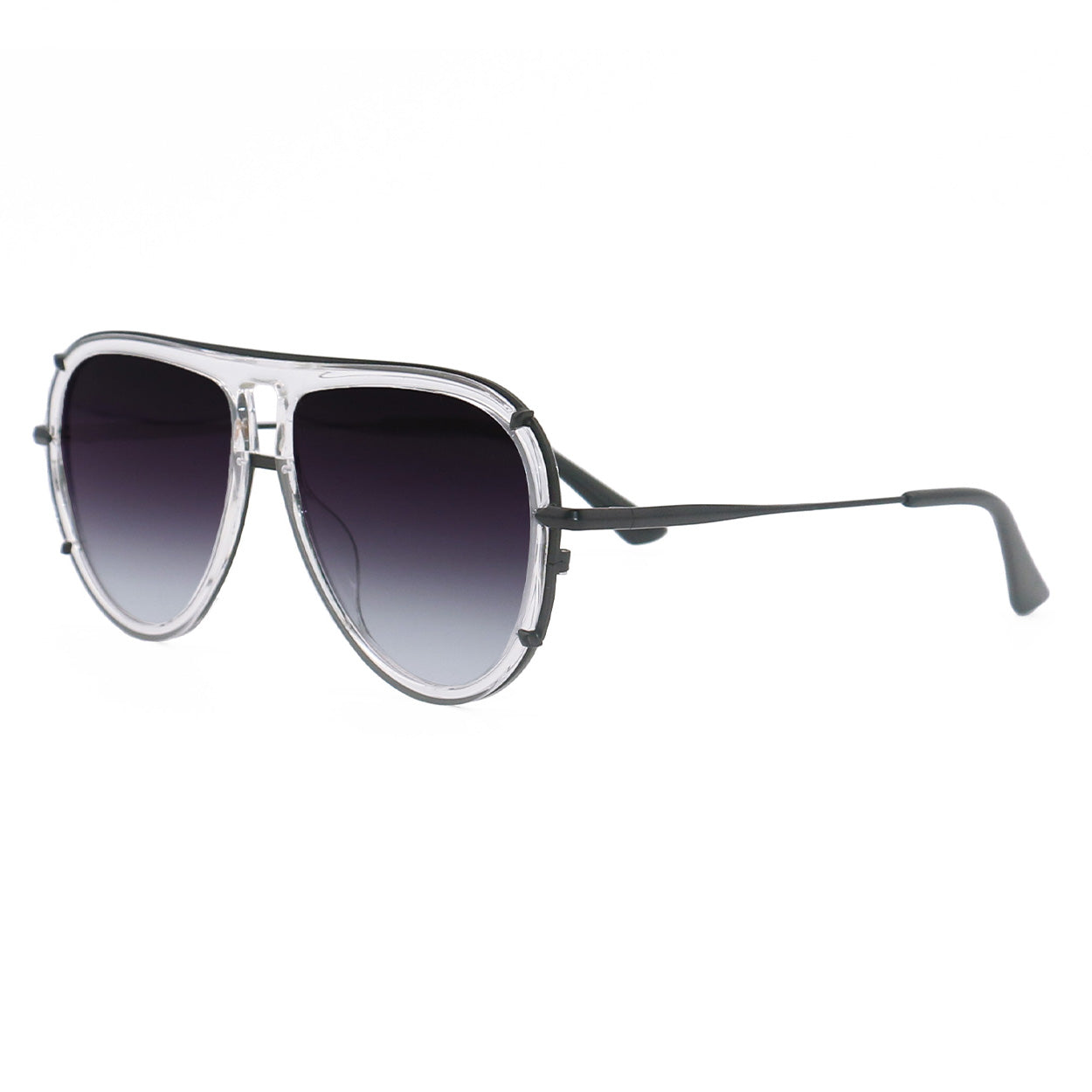 Ivy Luxe - Clear Black Tangle-Free Round Aviator Sunglasses - Concordia Style Boutique