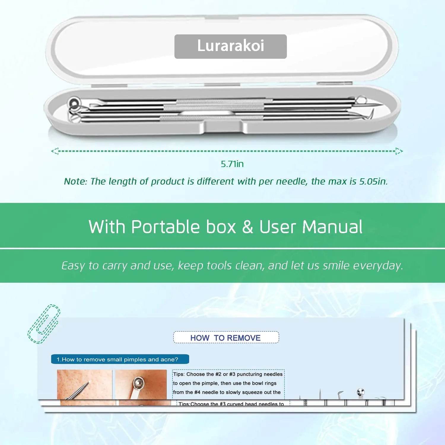 5 PCS Blackhead Remover Comedone Extractor, Curved Blackhead Tweezers Kit, Professional Stainless Pimple Acne Blemish Removal Tools Kit - Concordia Style Boutique