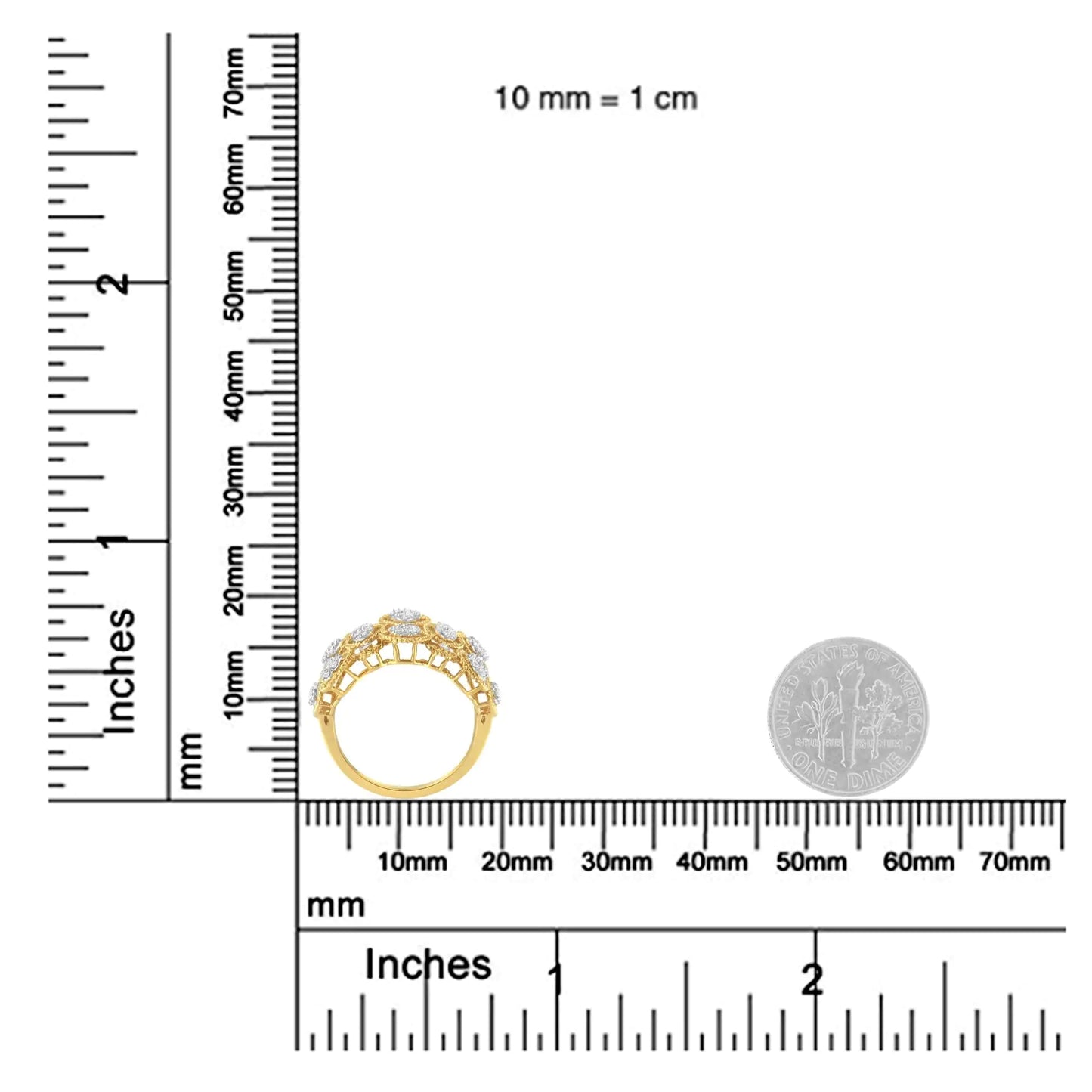 *1 Left* 14K Yellow Gold Diamond Art Deco Ring (1/2 Cttw, H-I Color, I1 Clarity) - Concordia Style Boutique