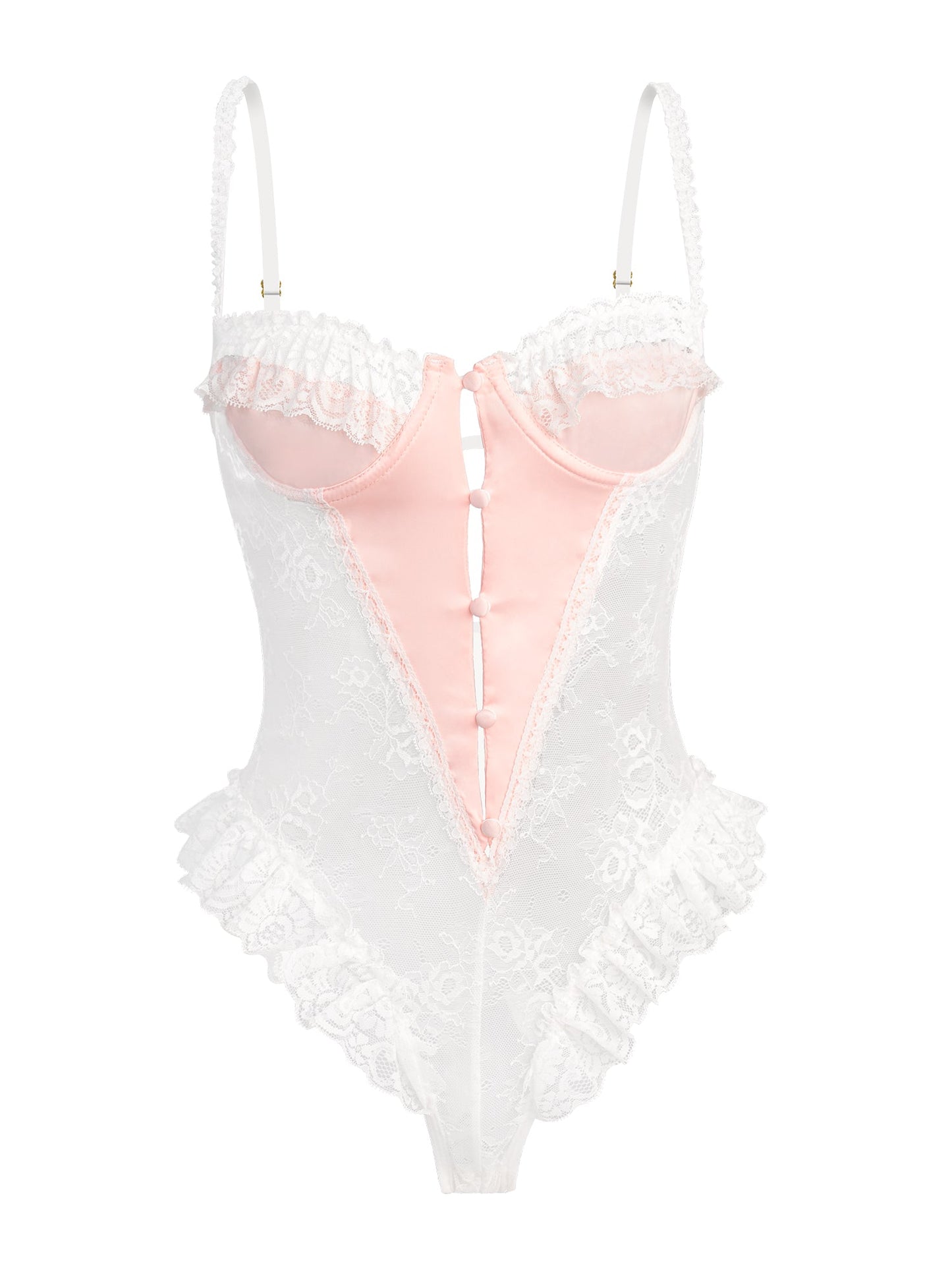Pink&White Sexy Lace Bodysuit - Concordia Style Boutique
