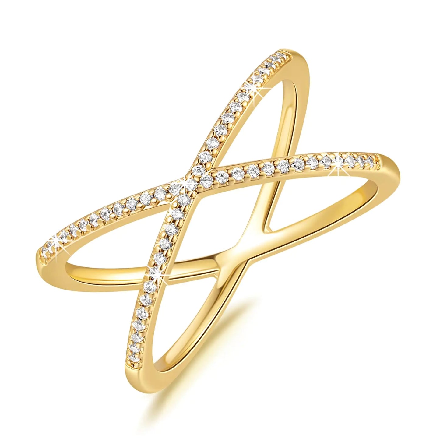 14K Gold Rings for Women Gold Cubic Zirconia Rings X Rings Criss Cross Rings Gold Women’s Rings Jewelry Non Tarnish Gold Rings - Concordia Style Boutique
