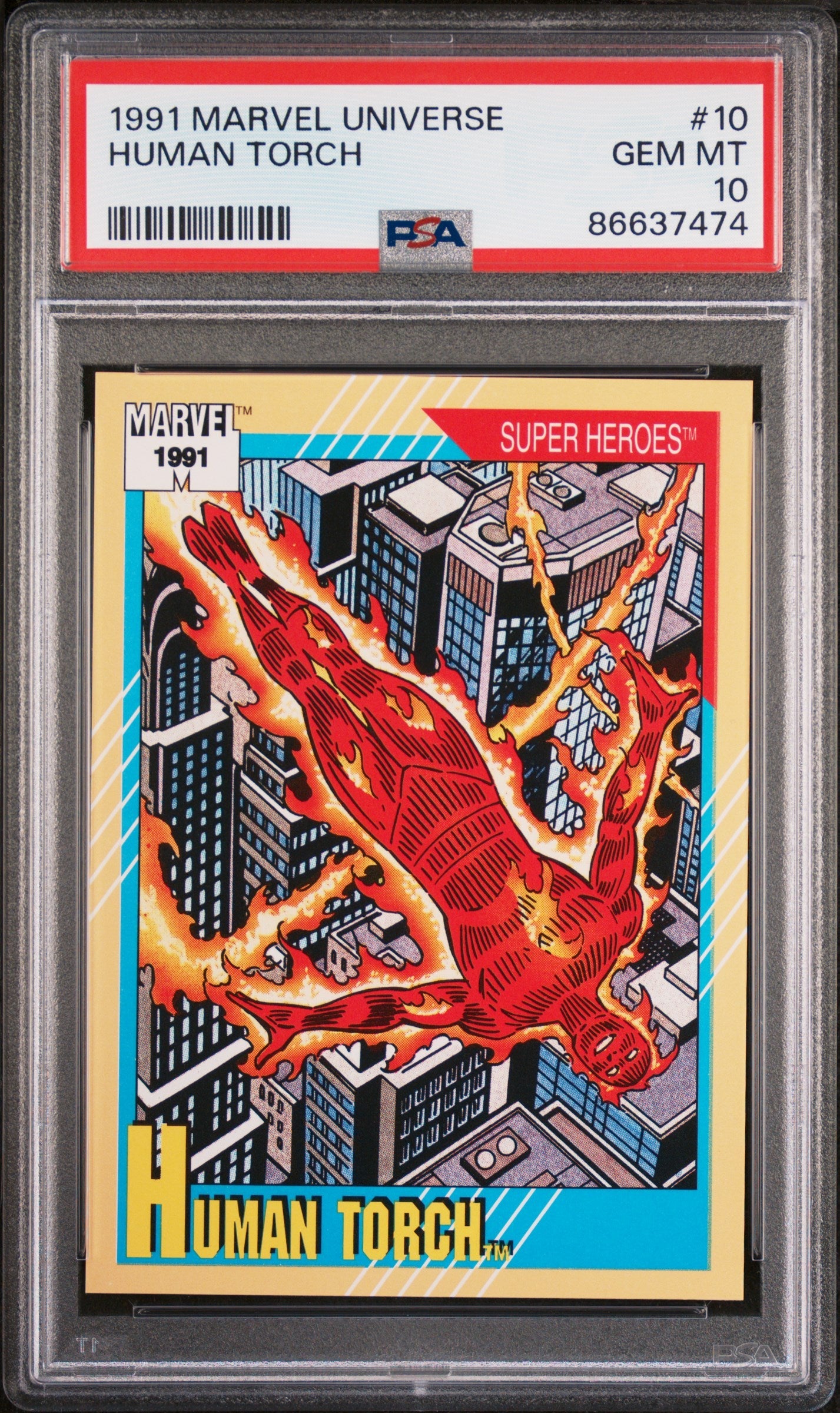 1991 MARVEL UNIVERSE HUMAN TORCH #10 - PSA 10