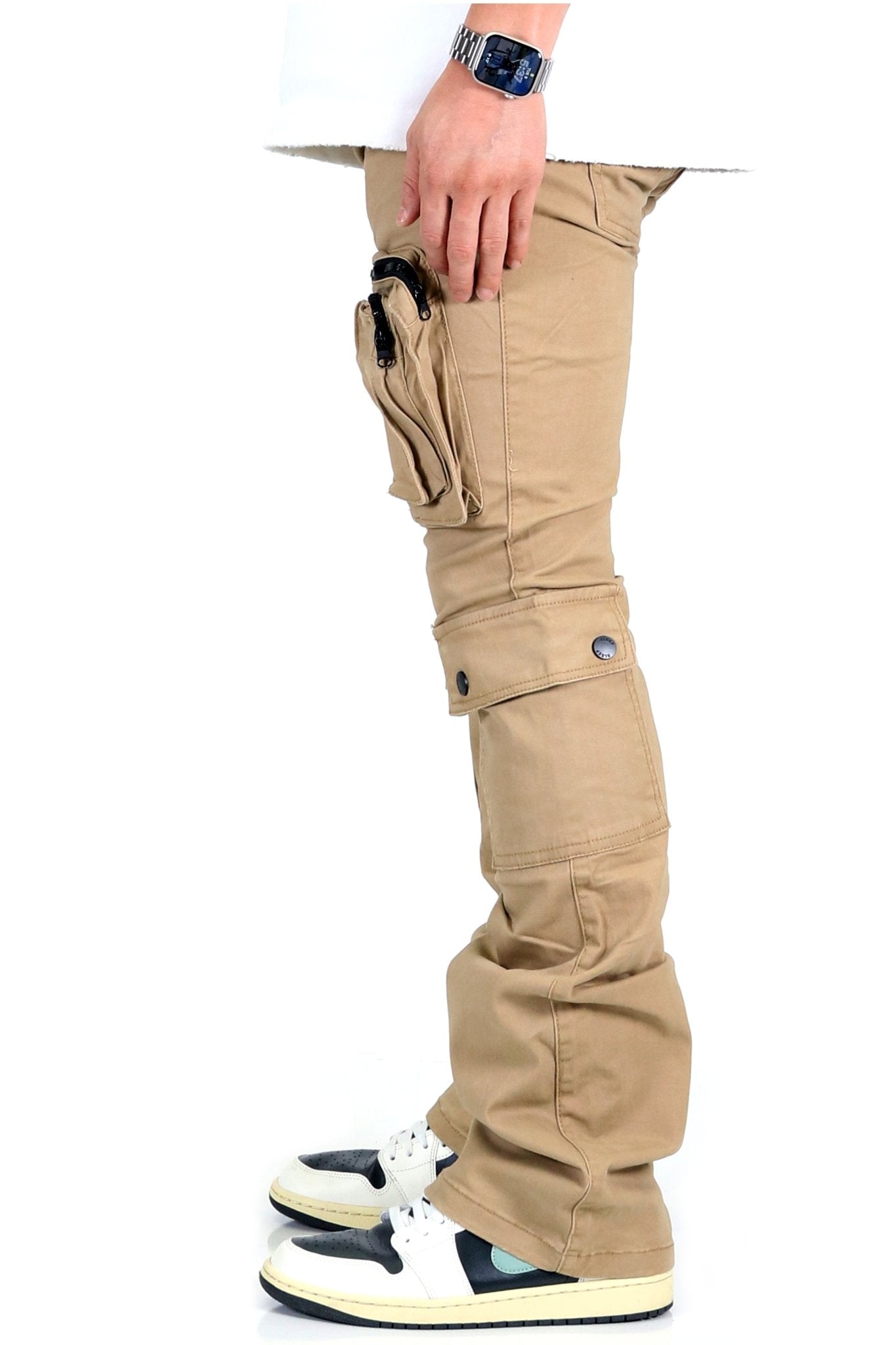 VENGE Men's premium twill khaki stacked cargo pants. - Concordia Style Boutique