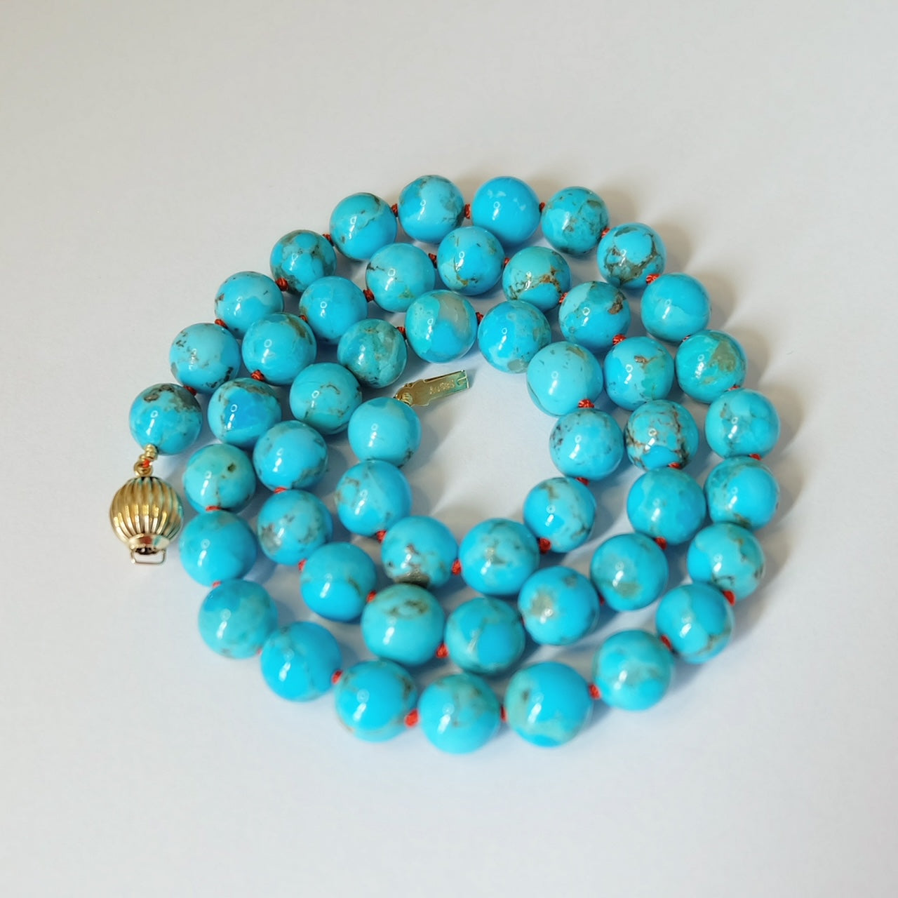 14K Gold Kingman Turquoise Necklace