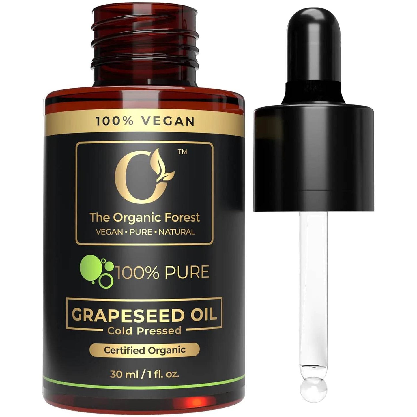 Grapeseed Oil - 100% Pure Cold-Pressed - Non-GMO - Ideal Massage Oil - Face Oil - Hair Care - Skin Moisturizer - Best Grape Seed Oil for Skin & Hair - 1 Fl oz - Concordia Style Boutique