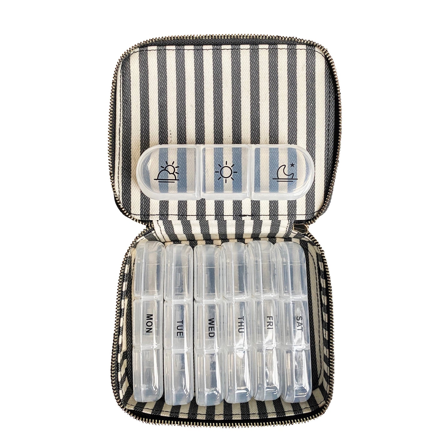 Large Pill Travel Case with Individual Daily Pill Organizer, Black - Concordia Style Boutique