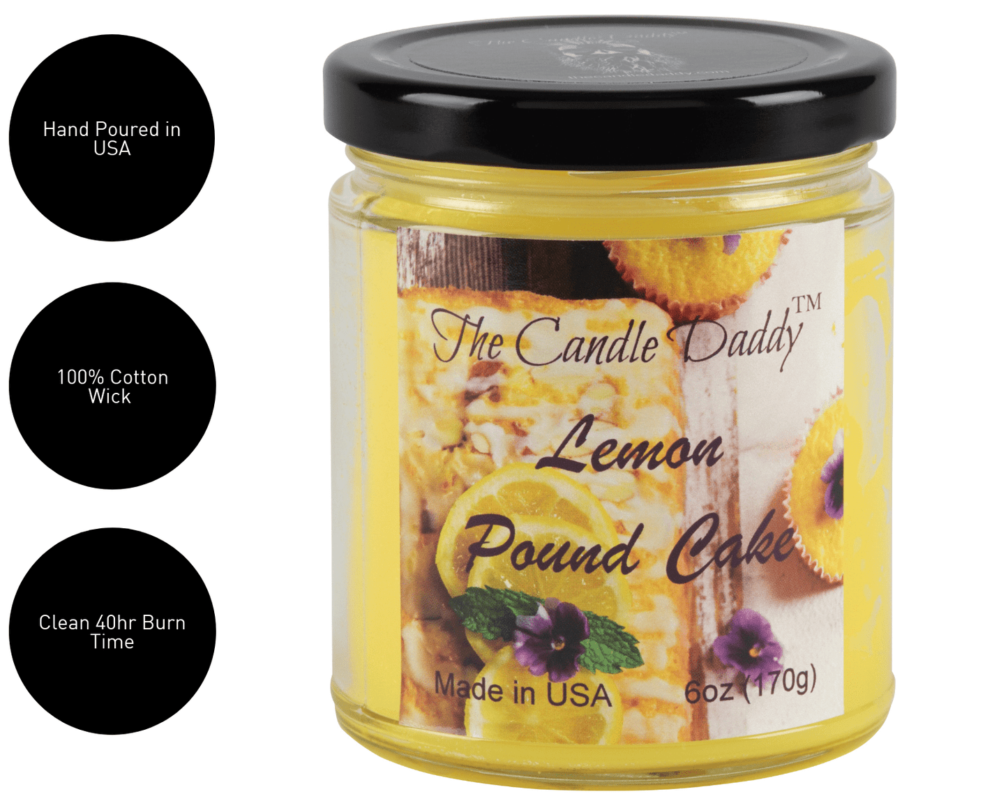 Lemon Pound Cake - Sweet Lemon Scented 6oz Jar Candle - The Candle Daddy -