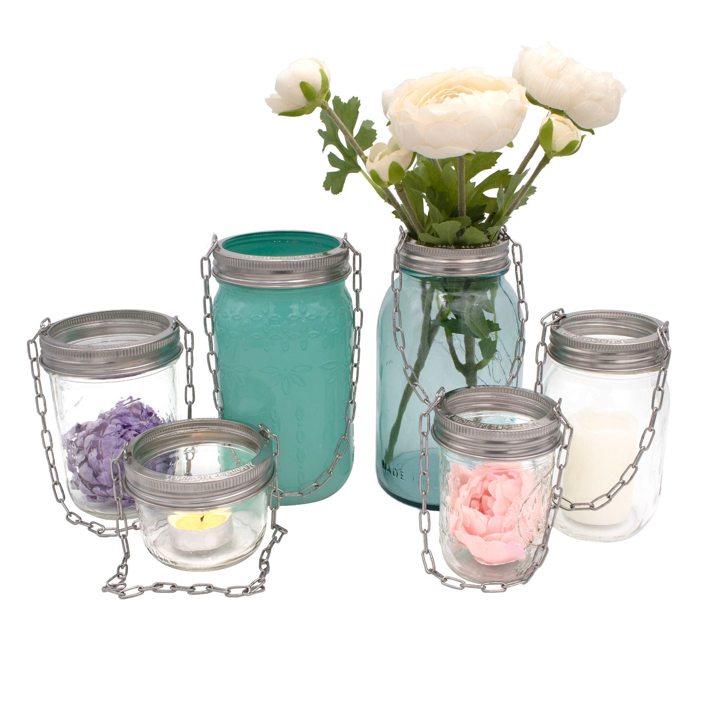 Stainless Steel Band with Chain Handle for Mason Jars 6 Pack - Concordia Style Boutique