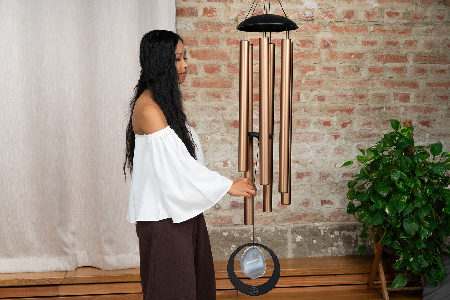 50" Grey Agate Meditation Chime, 432 Hz, A-Major, Bronze