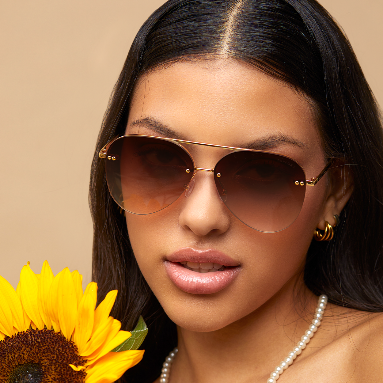Smaller Megan 2 - Faded Brown Metal Aviator Sunglasses - Concordia Style Boutique