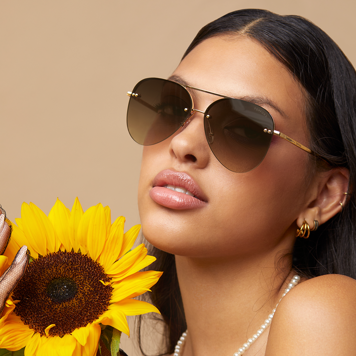 Smaller Megan 2 - Olive Metal Aviator Sunglasses with Gold Frame - Concordia Style Boutique