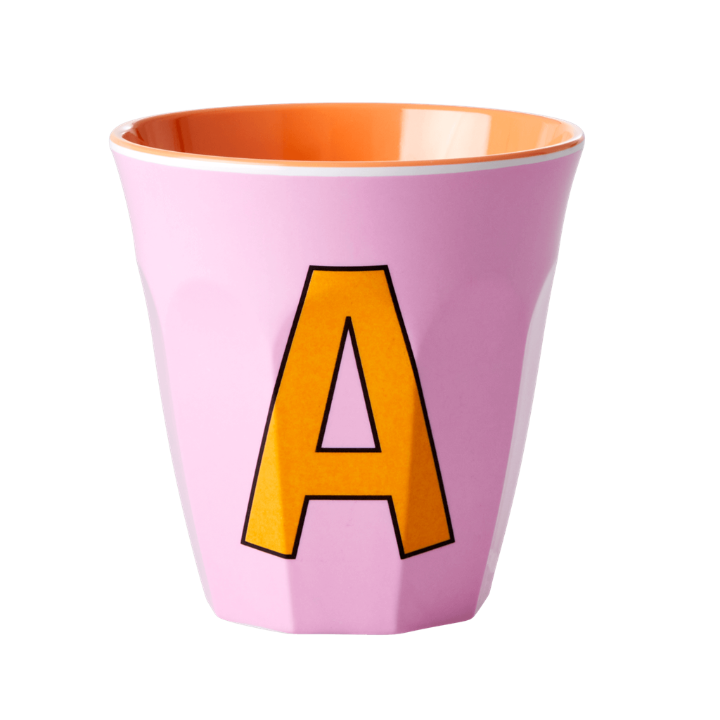 Melamine Cup - Medium with Alphabet in Pinkish Colors | Letter A