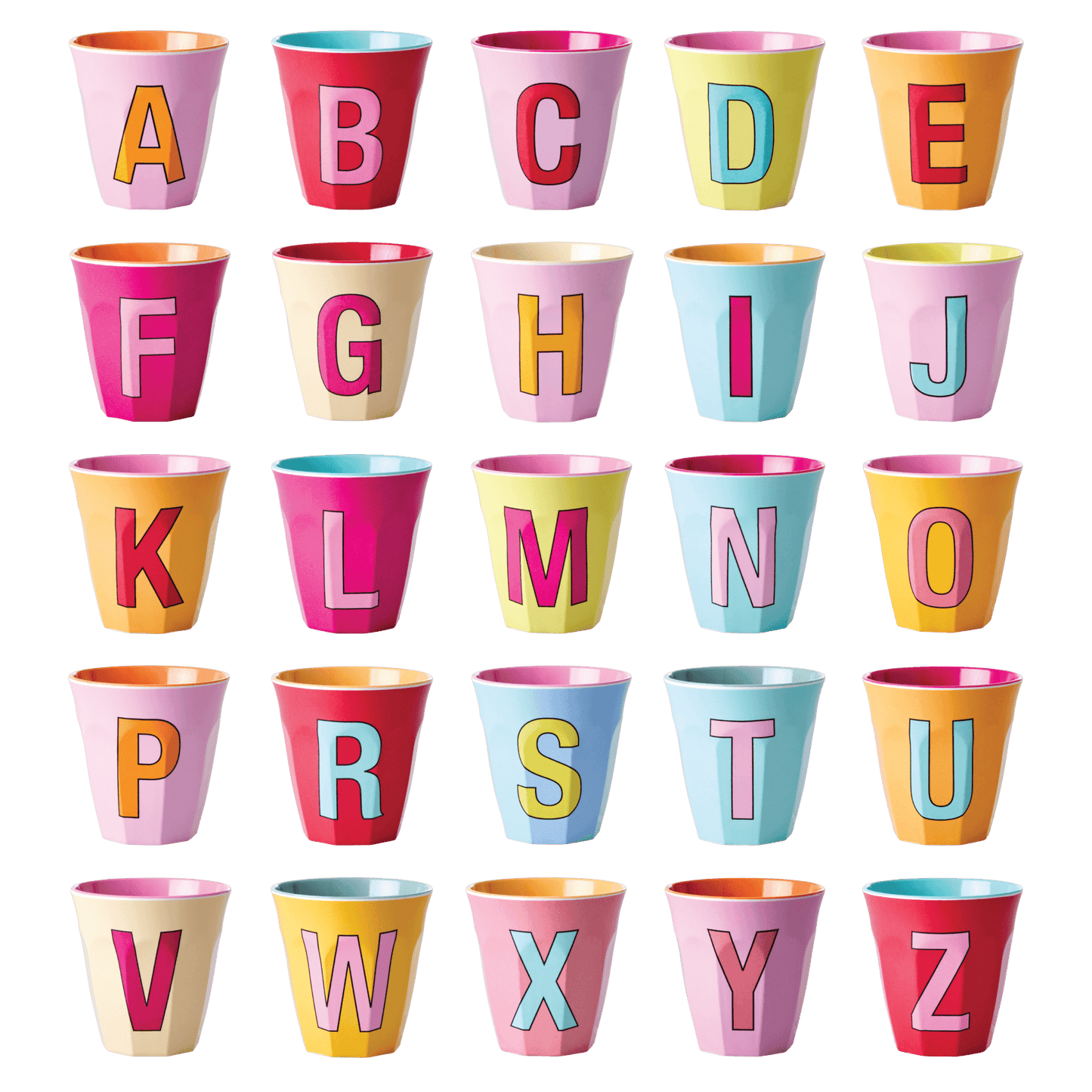 Melamine Cup - Medium with Alphabet in Pinkish Colors | Letter A