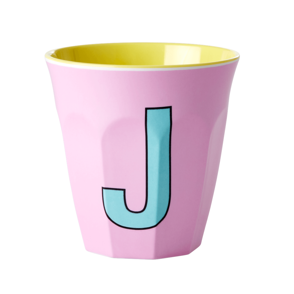 Melamine Cup - Medium with Alphabet in Pinkish Colors | Letter J