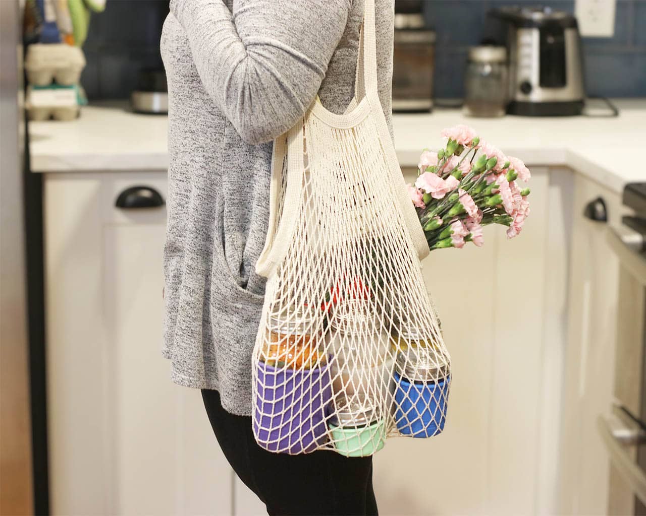 Organic Cotton String Tote Bag with Pocket - Concordia Style Boutique