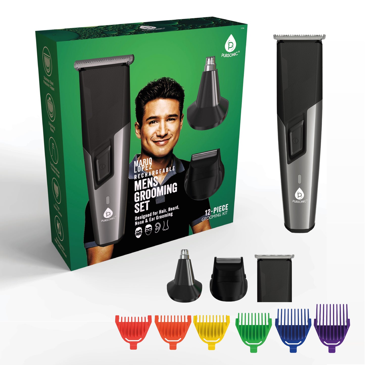 Mario Lopez Rechargeable Men's Grooming Set - Complete Hair, Beard, Nose, and Ear Grooming Kit - Concordia Style Boutique