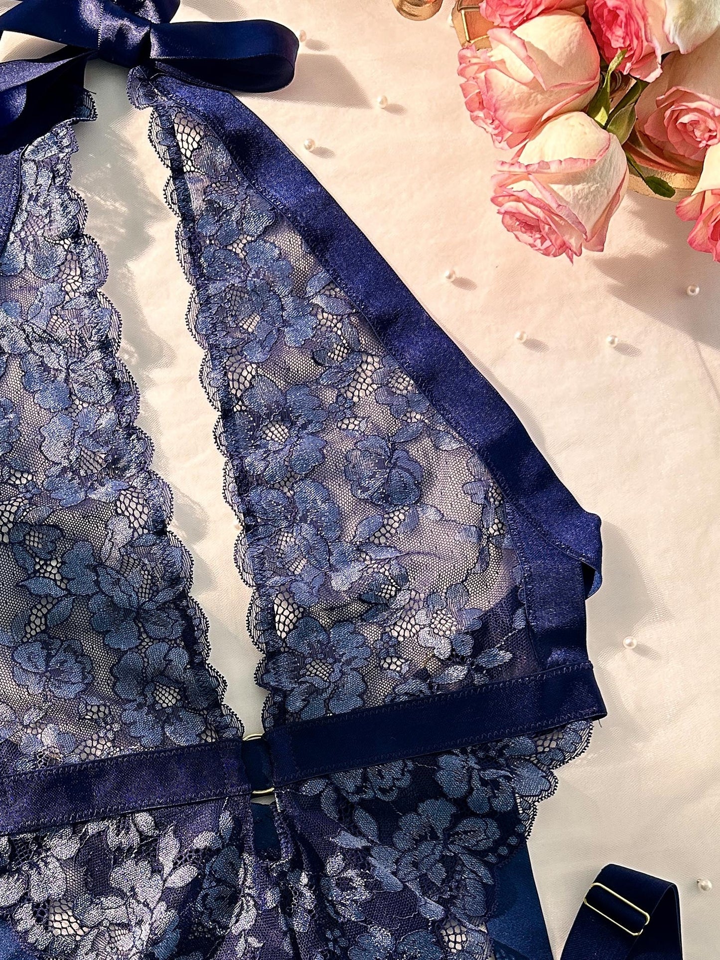 Blue Sexy Lace Suspenders Shapewear - Concordia Style Boutique