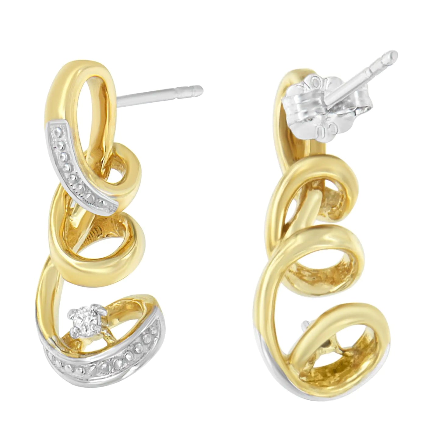 Espira 10K Two Tone Gold Round cut Diamond Earring (0.05 cttw, J-K Color, I2-I3 Clarity) - Concordia Style Boutique