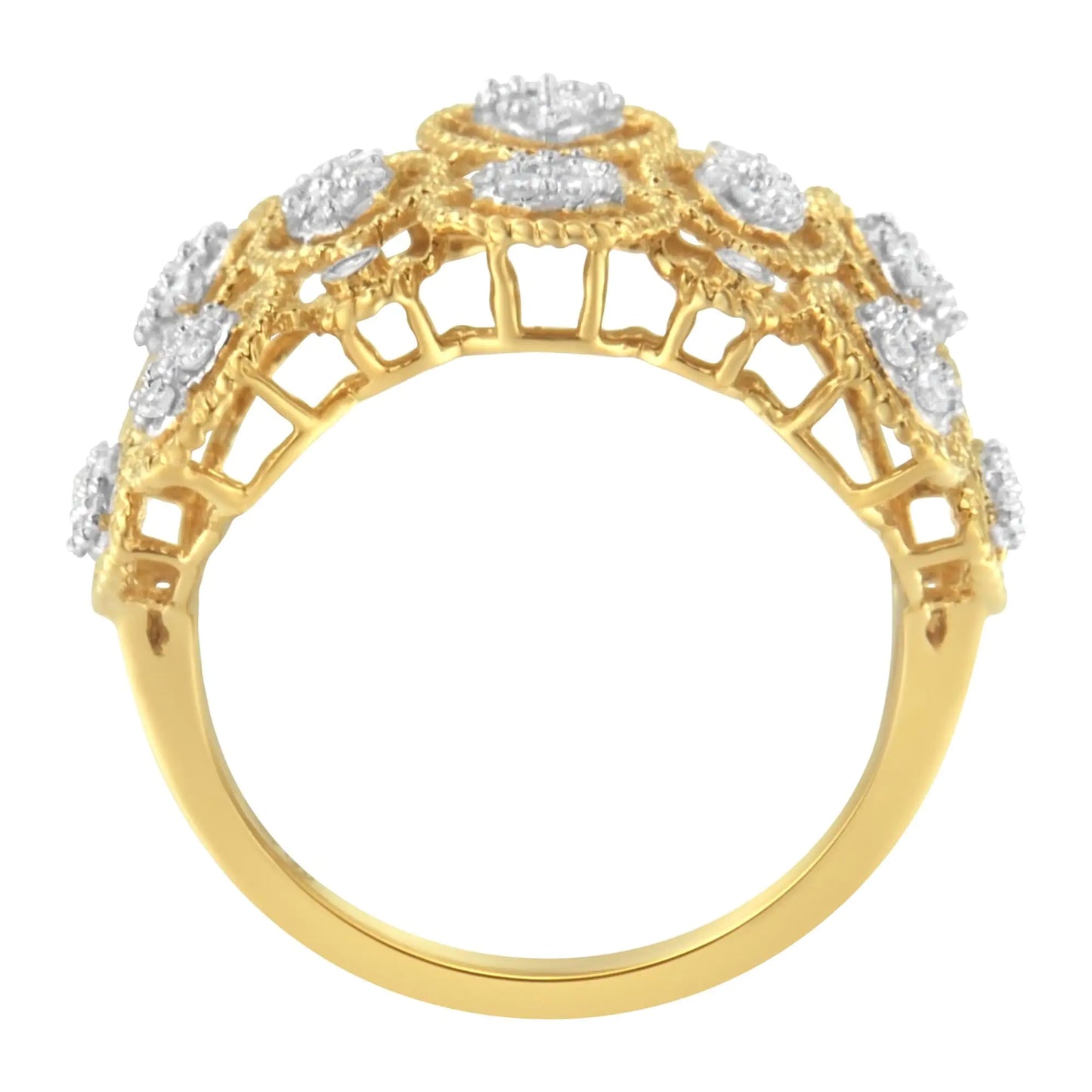 *1 Left* 14K Yellow Gold Diamond Art Deco Ring (1/2 Cttw, H-I Color, I1 Clarity) - Concordia Style Boutique