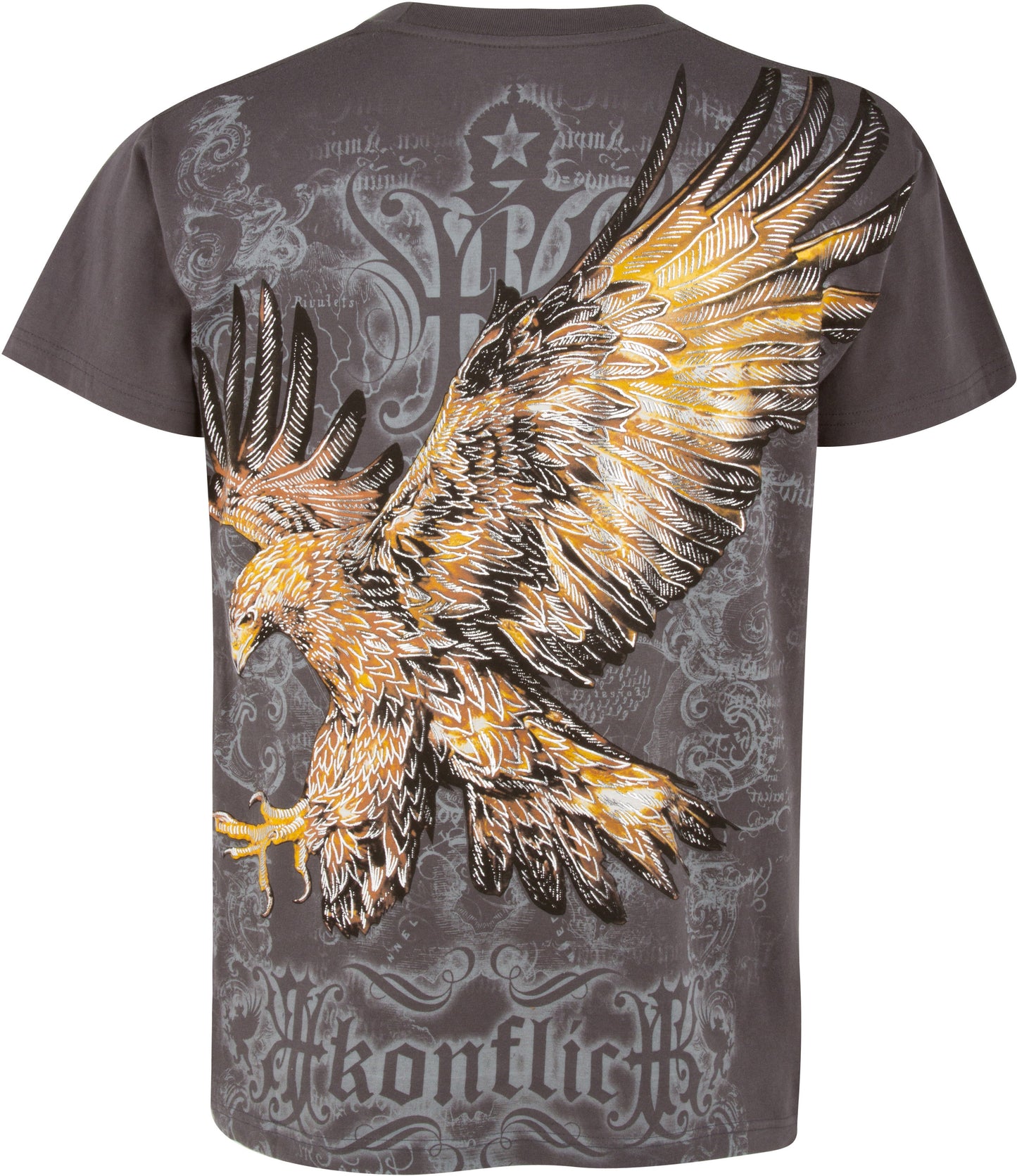 Sakkas Clutching Eagle & Fleur De Lis Metallic Silver Embossed Cotton T-Shirt - Concordia Style Boutique