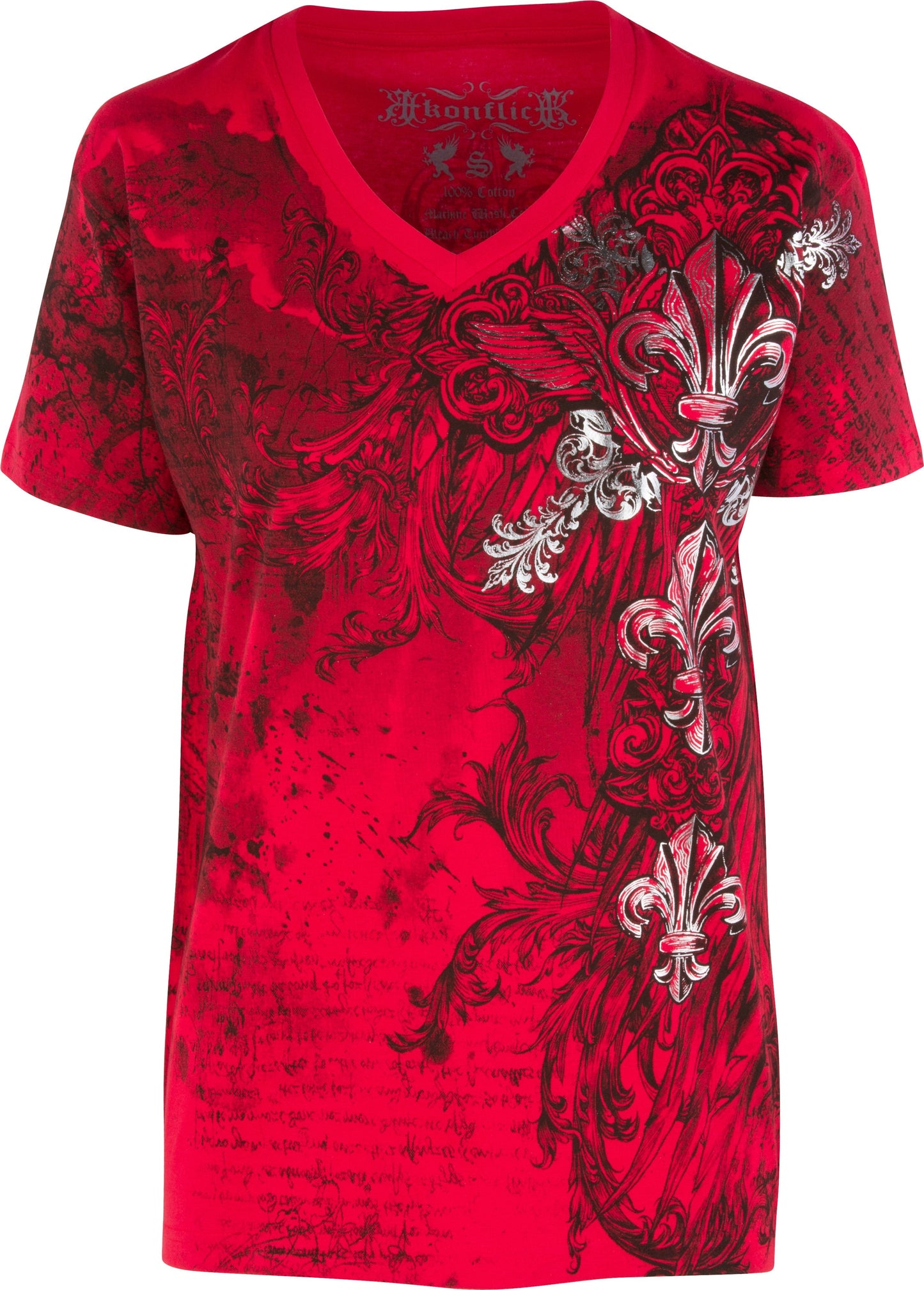 Sakkas Vines and Fleur De Lis Metallic V-Neck Mens T-Shirt - Concordia Style Boutique