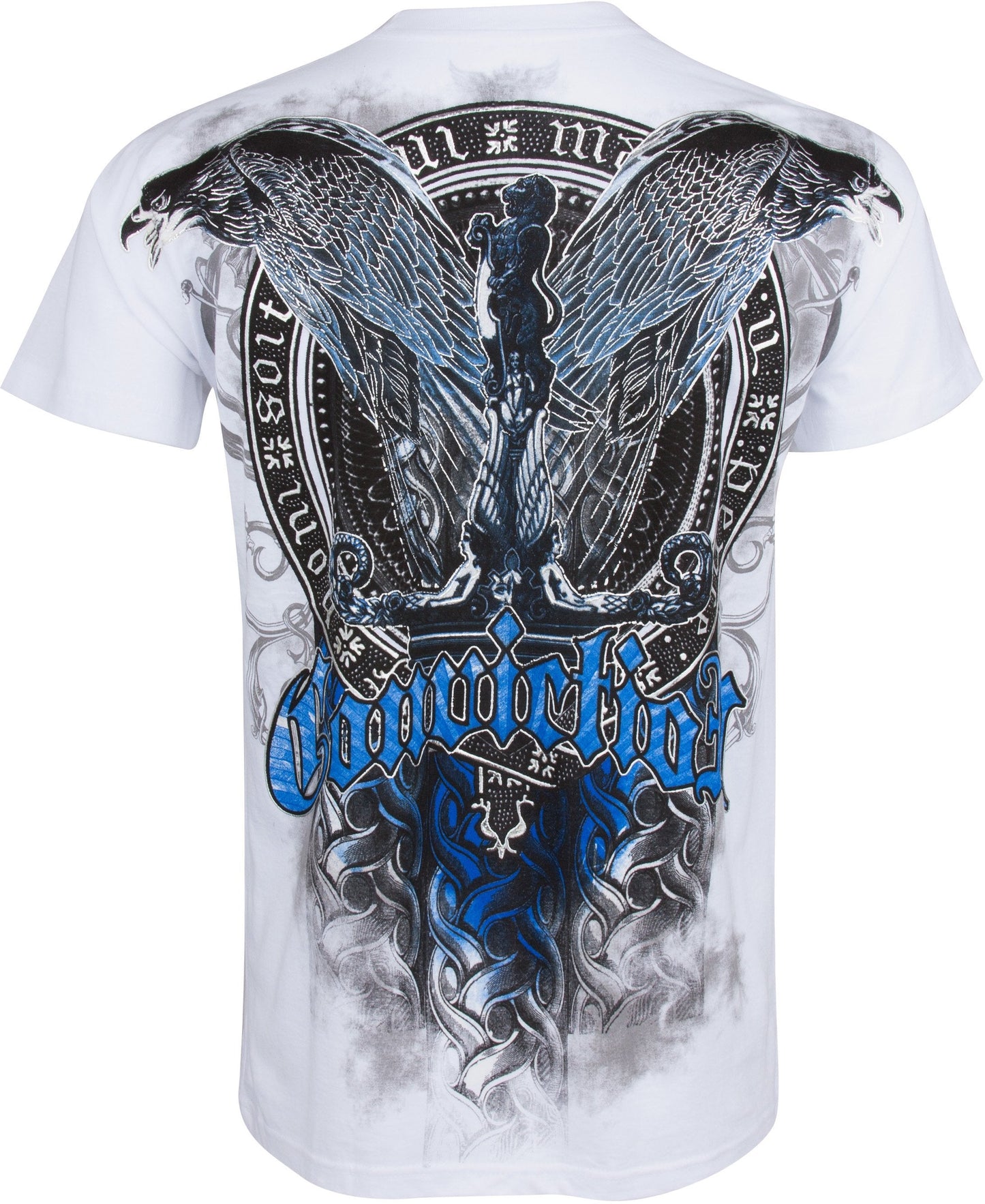 Sakkas Flying Eagle Metallic Silver Embossed Cotton Mens Fashion T-Shirt - Concordia Style Boutique