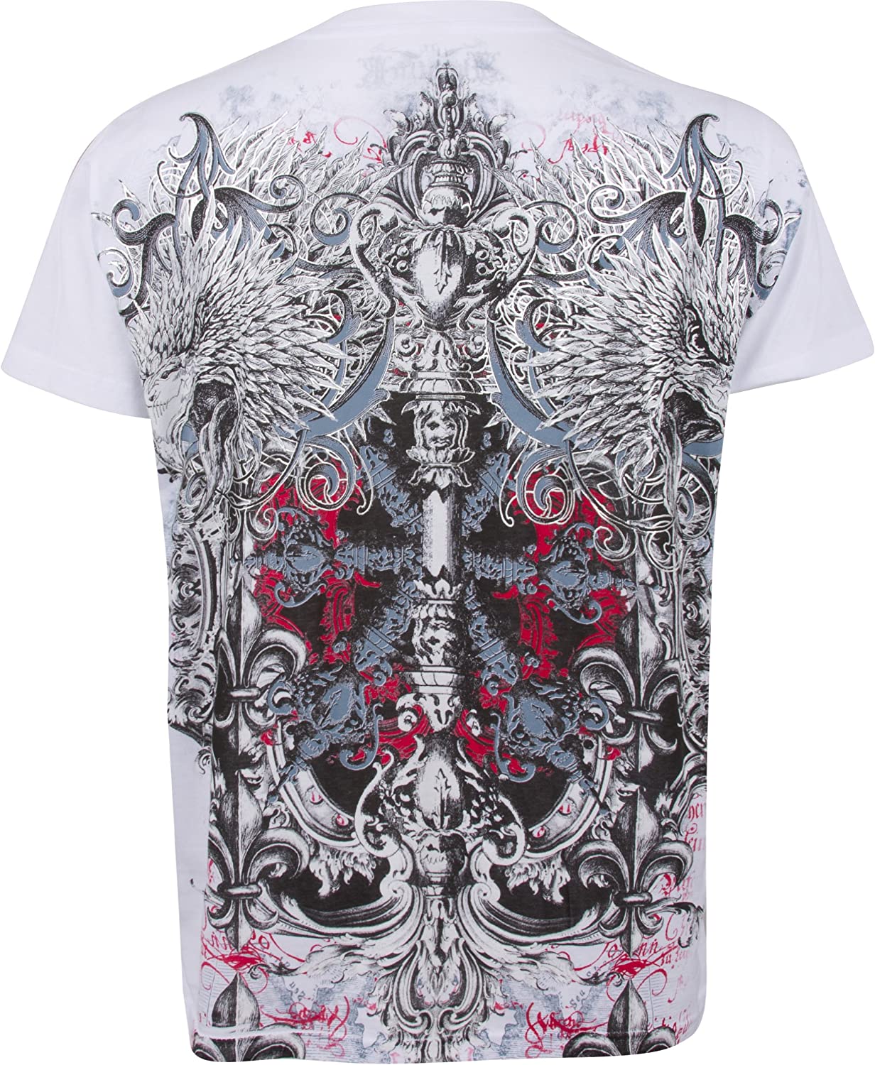 Sakkas Men's Silver Embossed Eagle Head V-Neck T-Shirt: A Fashionable Short Sleeve Cotton Tee - Concordia Style Boutique