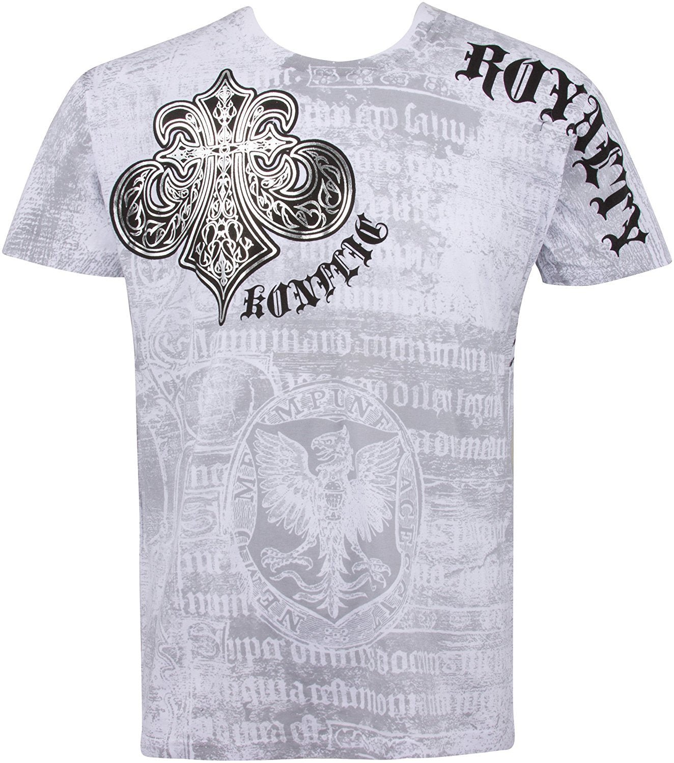 Royalty Metallic Silver Short Sleeve Crew Neck Cotton Mens Fashion T-Shirt - Concordia Style Boutique