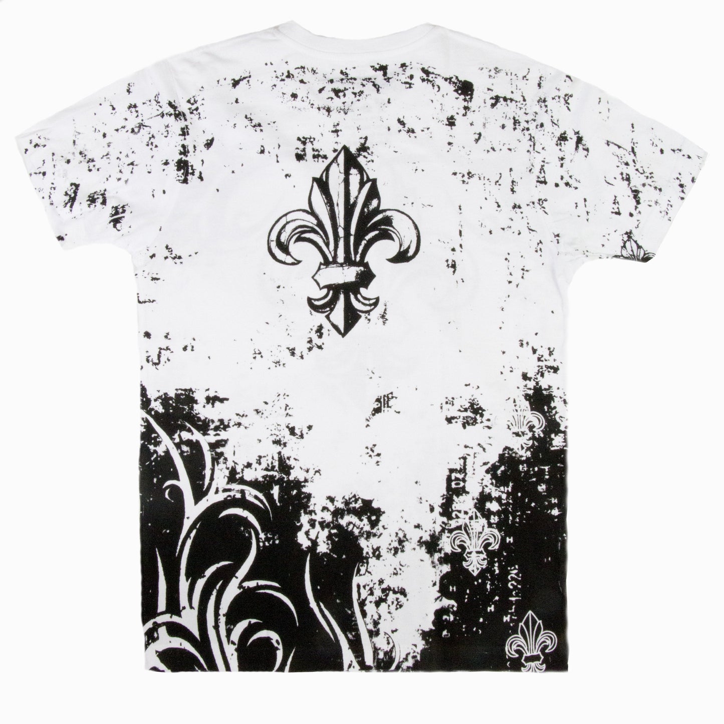 Sakkas Fleur de Lis Tree Branches Metallic Silver Embossed Cotton Mens T-Shirt - Concordia Style Boutique