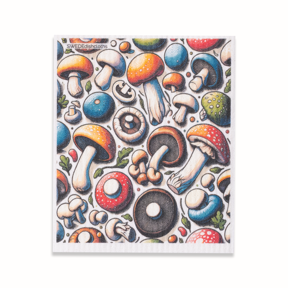 Eco-Friendly Swedish Dishcloths - Mixed Mushrooms Set of 3 (Paper Towel Replacements, One of Each Design) - Concordia Style Boutique