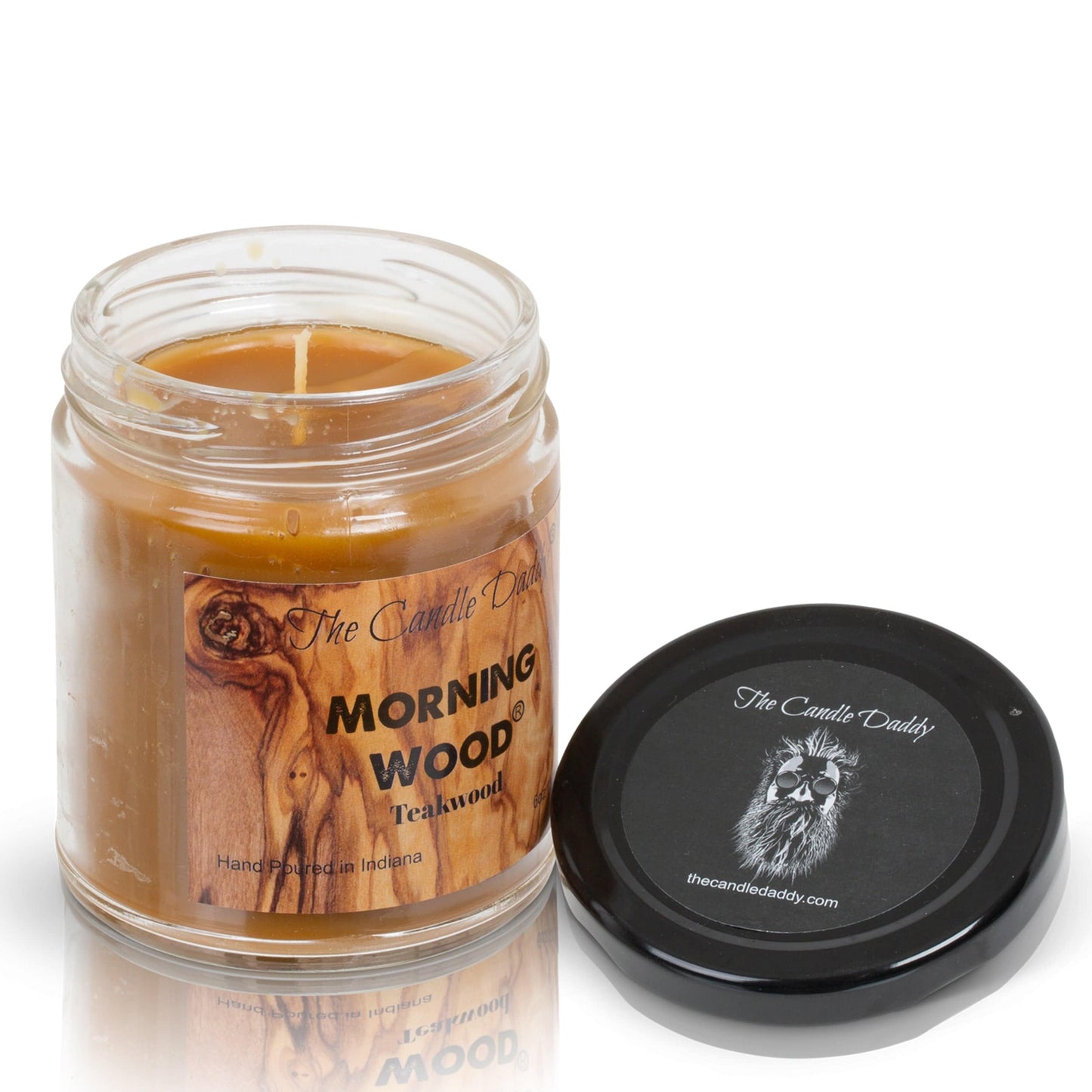 Morning Wood - Teak Wood Scent - Funny 6 Ounce - The Candle Daddy