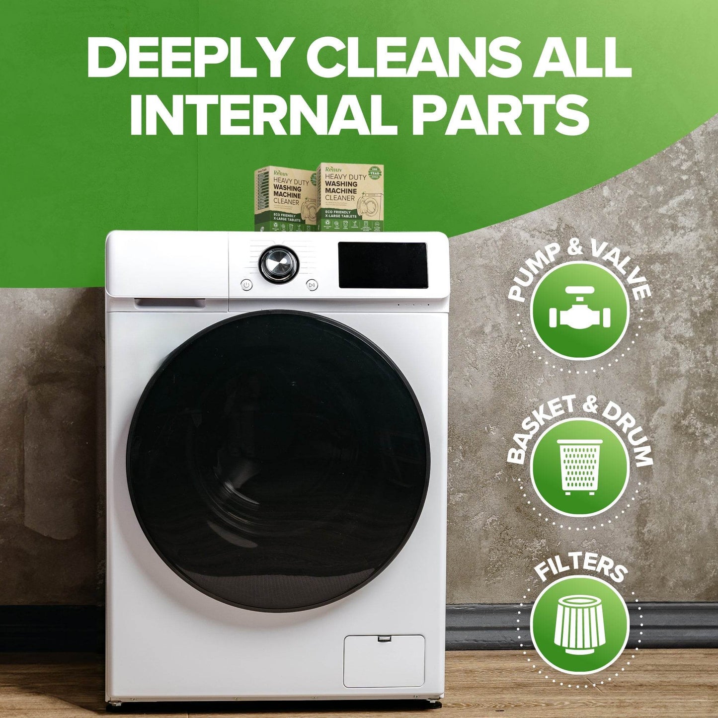 Washing Machine Cleaner Descaler Tablets - Heavy Duty Deep Cleaning for Front Load or Top Load Washer, 6 Pack - Concordia Style Boutique