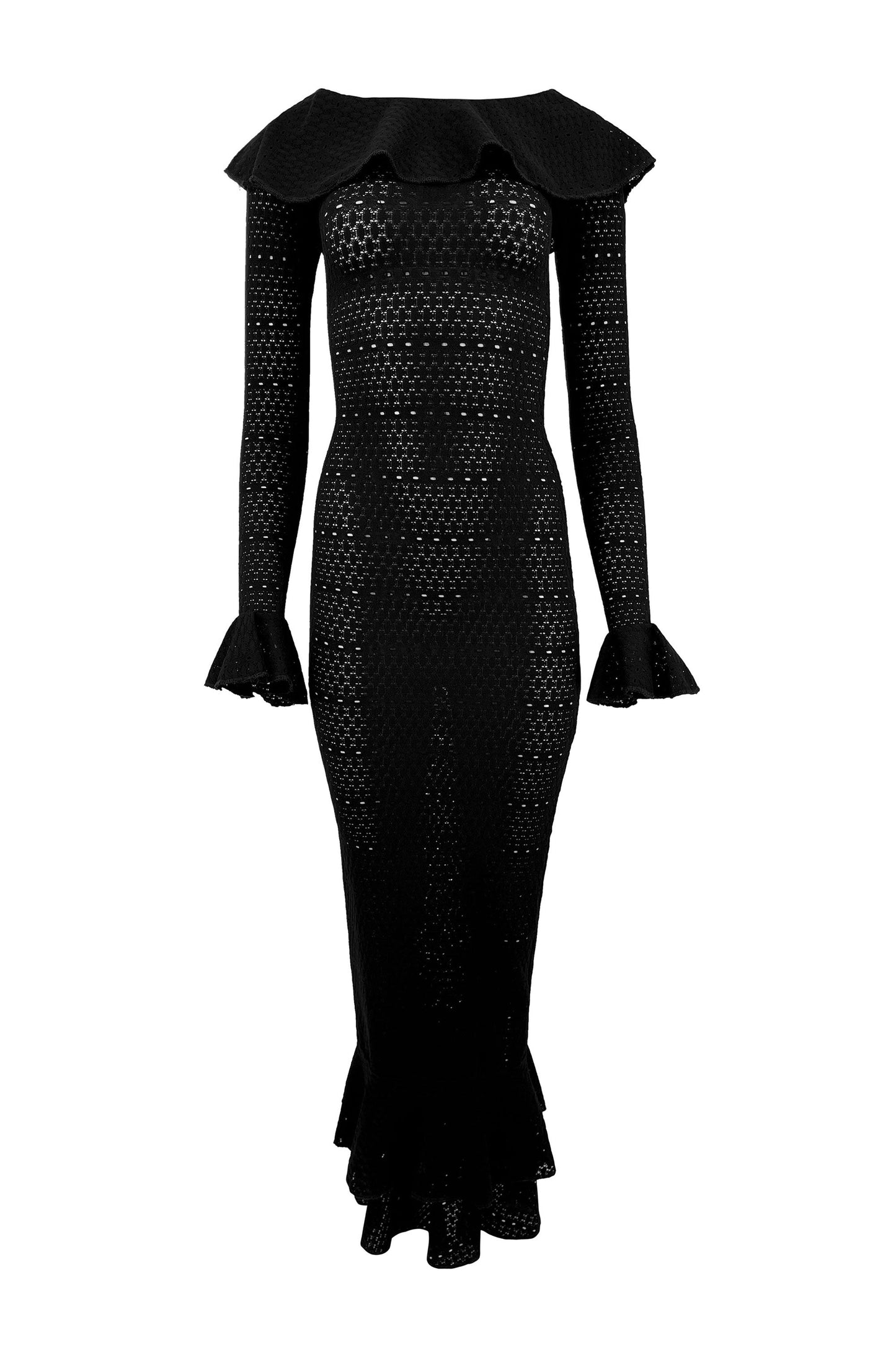 Madonna Lace Knit Ruffled Dress