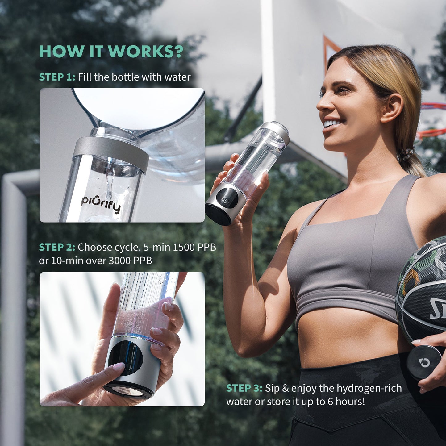 PIURIFY Hydrogenator® Bottle - Silver - Concordia Style Boutique