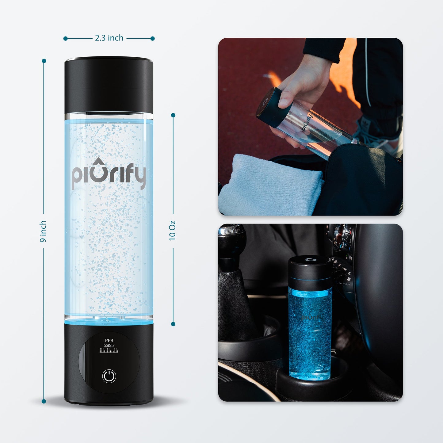 PIURIFY Hydrogenator® Bottle - Black - Concordia Style Boutique