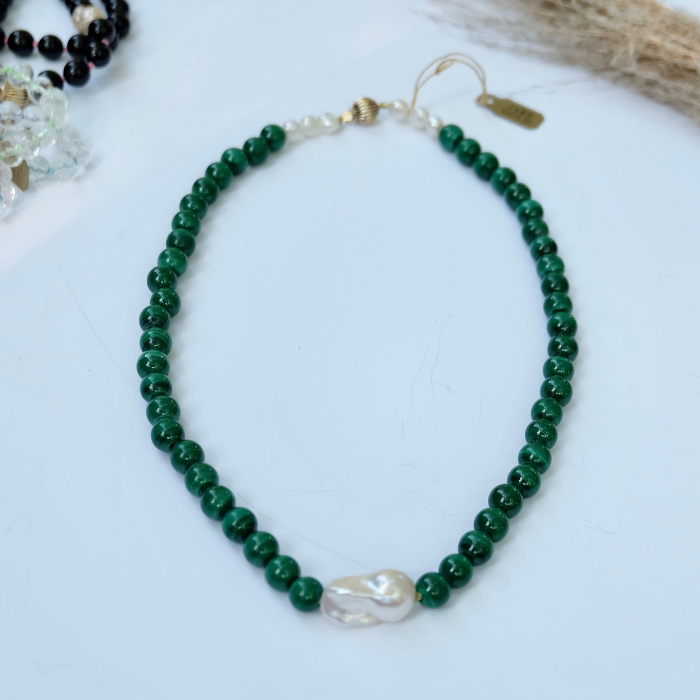 Malachite Pearl Necklace